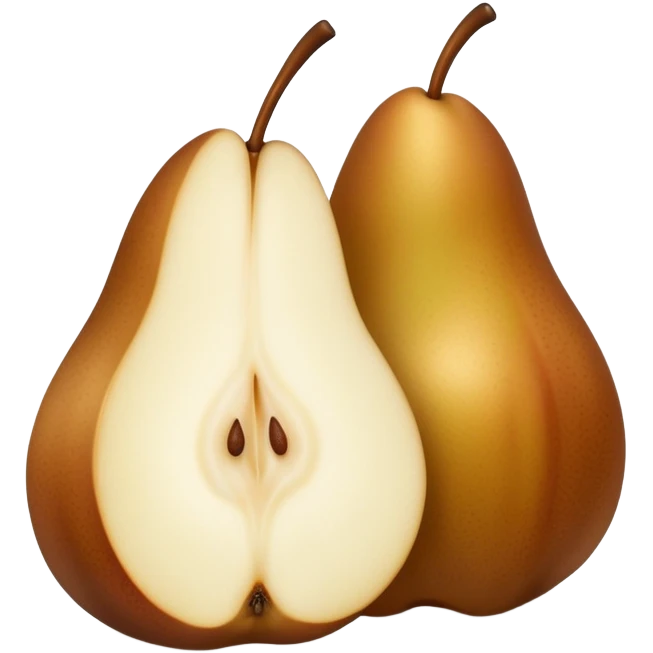 Thicc brown pear cut in half front only emoji