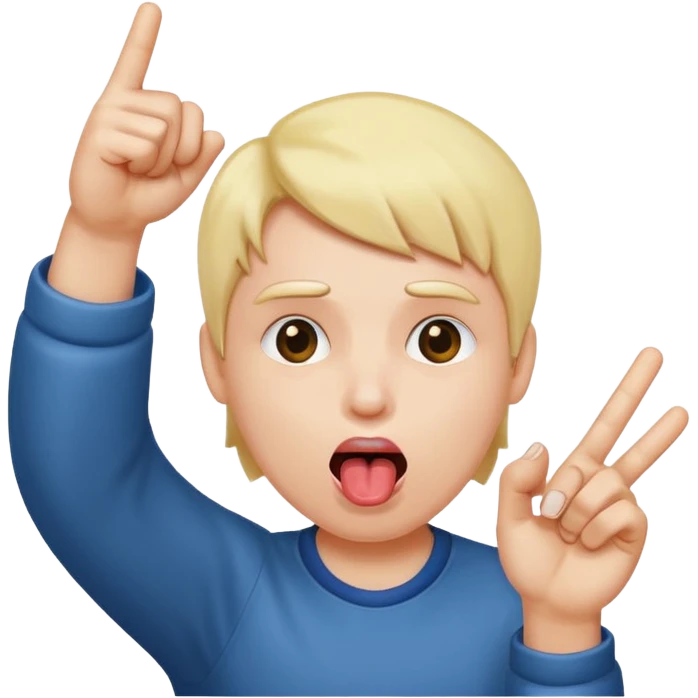 Someone holding finger guns to their head and sticking their tounge out emoji