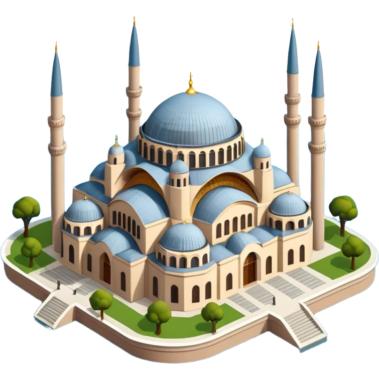 Isometric illustration of Istanbul, featuring photorealistic Hagia Sophia emoji