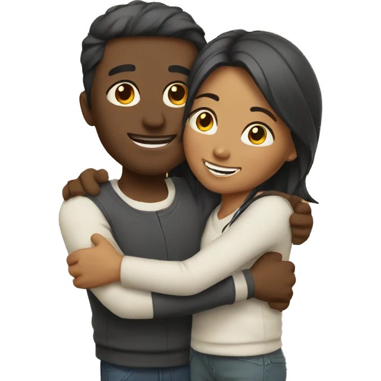couple hug with warm smiles emoji