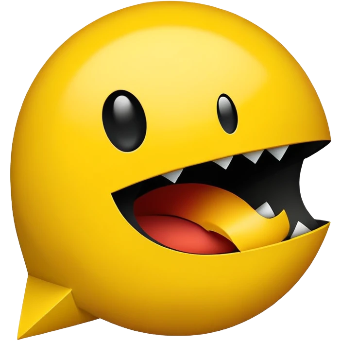 Perfect side profile of classic Pacman, yellow circle with triangular wedge cut out for mouth, showing only the side view, no front view emoji