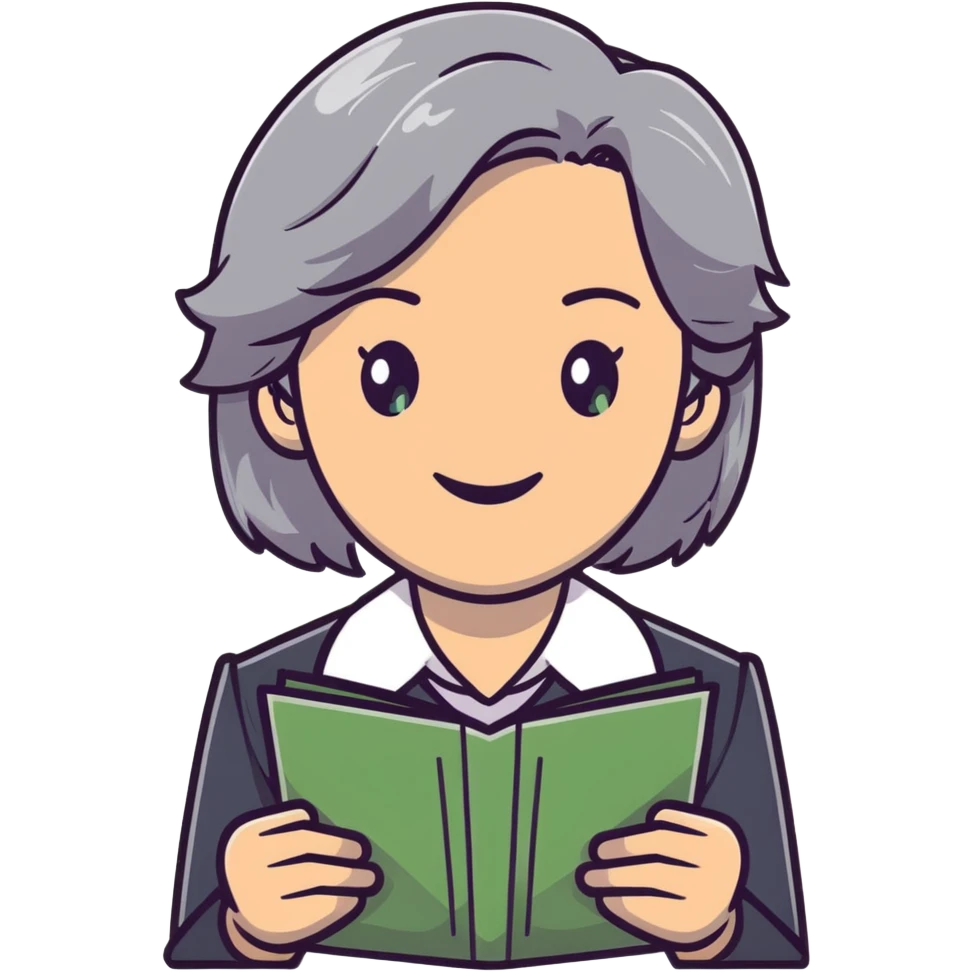 smiling English teacher with airtouch hair and grey-green eyes emoji
