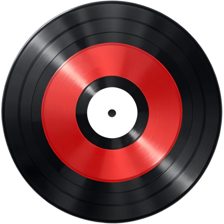 a black vinyl record red center emoji