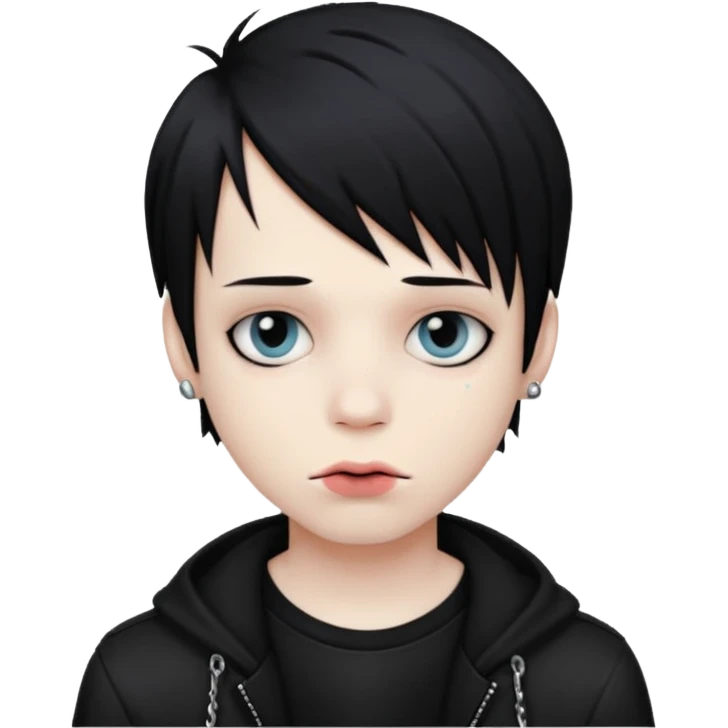 emo boy with lip piercing in emoji