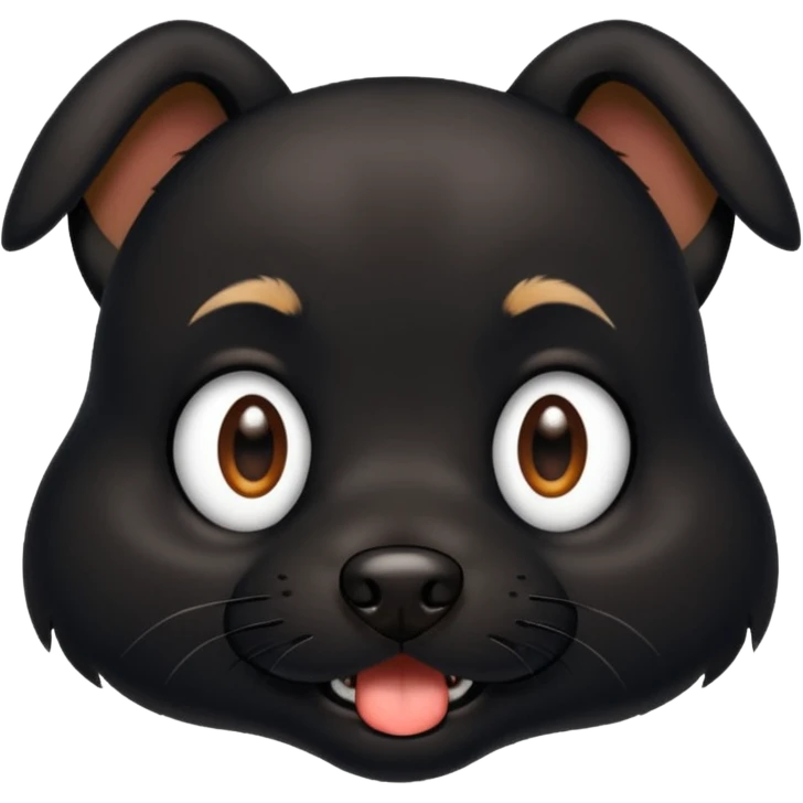 Little black dog biting emoji