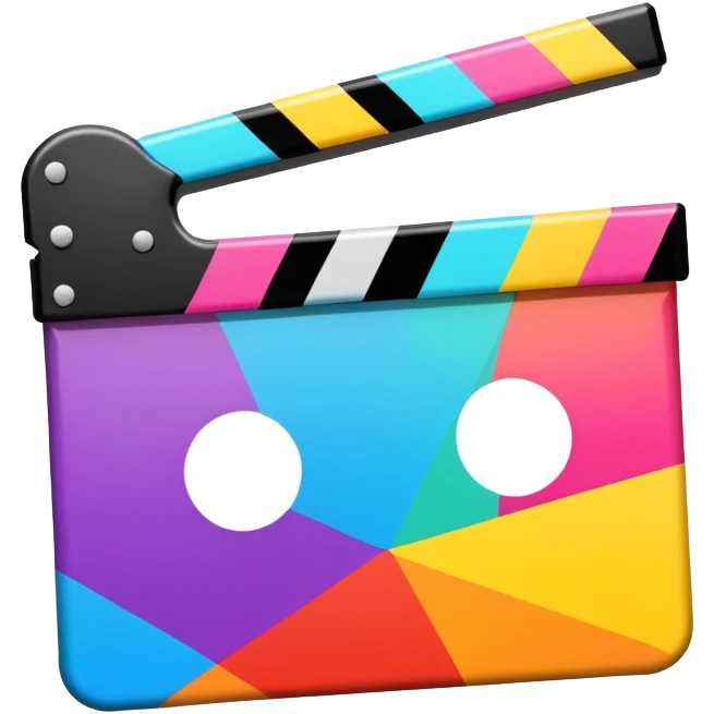 ultra simplified movie clapper in vibrant colors, two rectangles and a line, geometric minimalism emoji