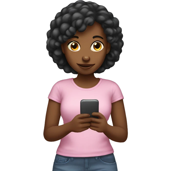 Black girl texting emoji