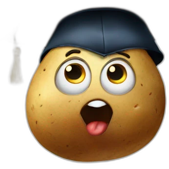 a shocked potato in a graduation cap emoji