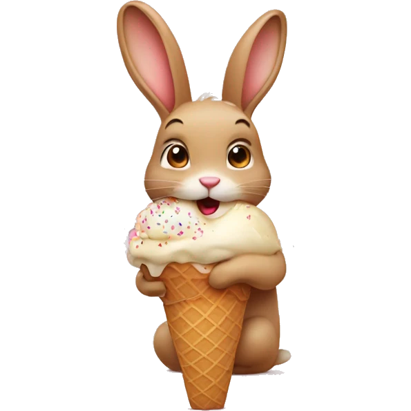 Tan bunny eating ice cream emoji