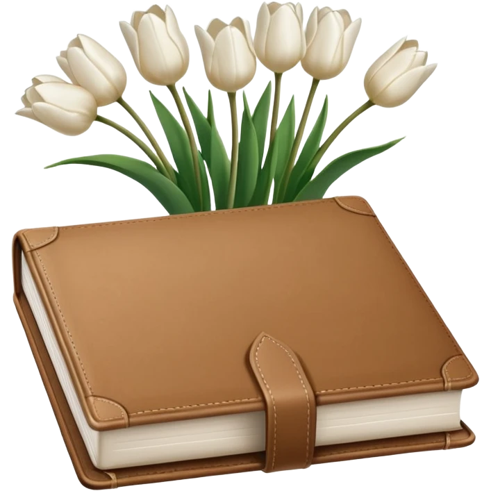 Beige book and white tulips emoji