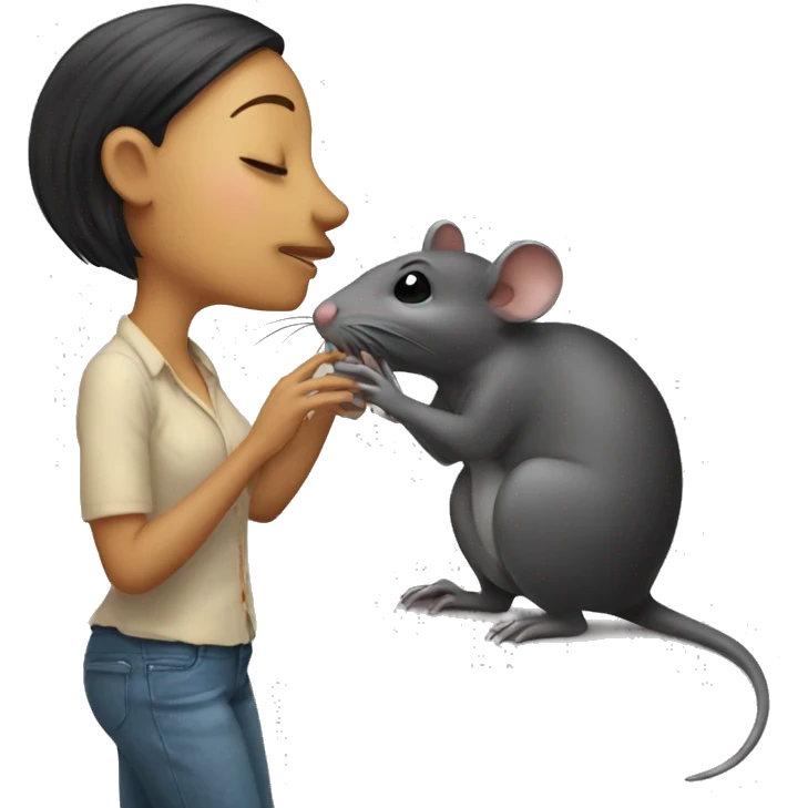 a rat kissing a woman emoji