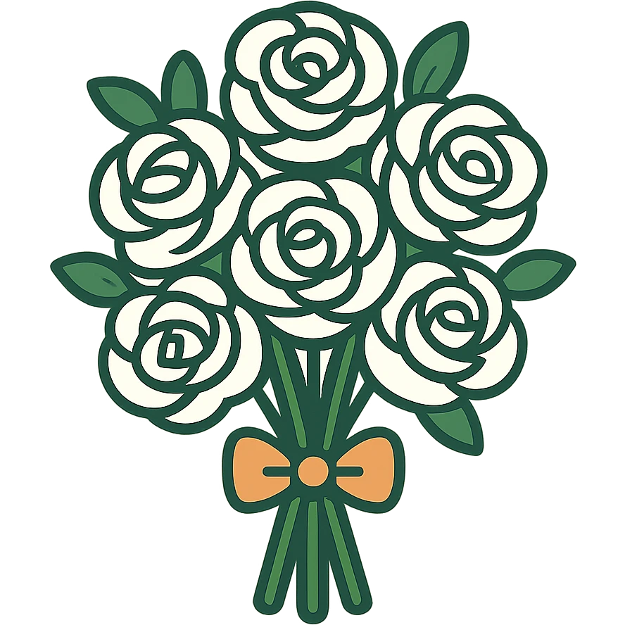 flat toon bouquet of white roses emoji