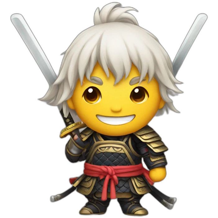 Samurai with a smiling emoji emoji
