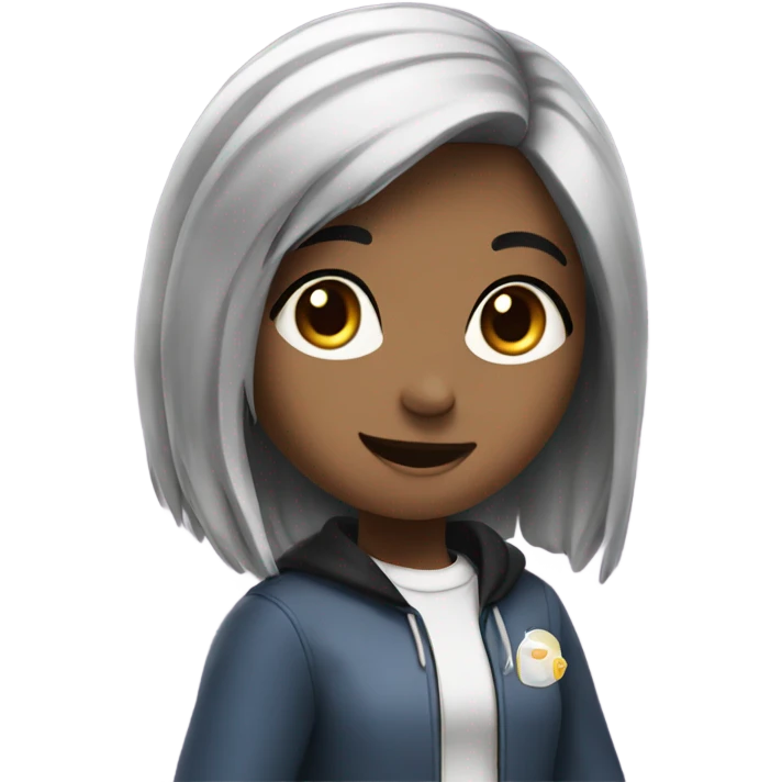 girl student with black hair likes music and chemistry emoji