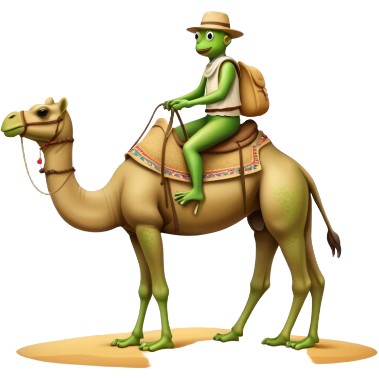 Frog riding a camel emoji