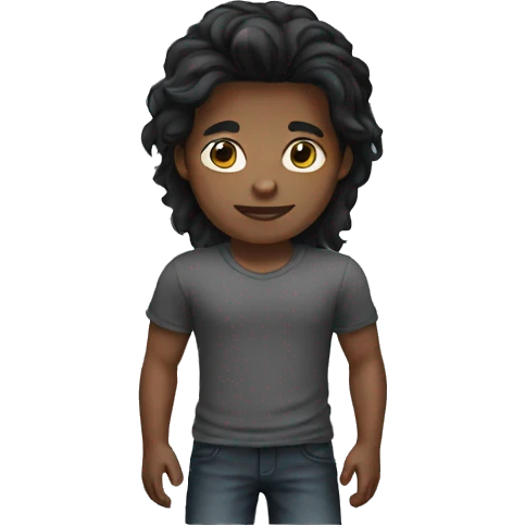 black Long hair boy emoji