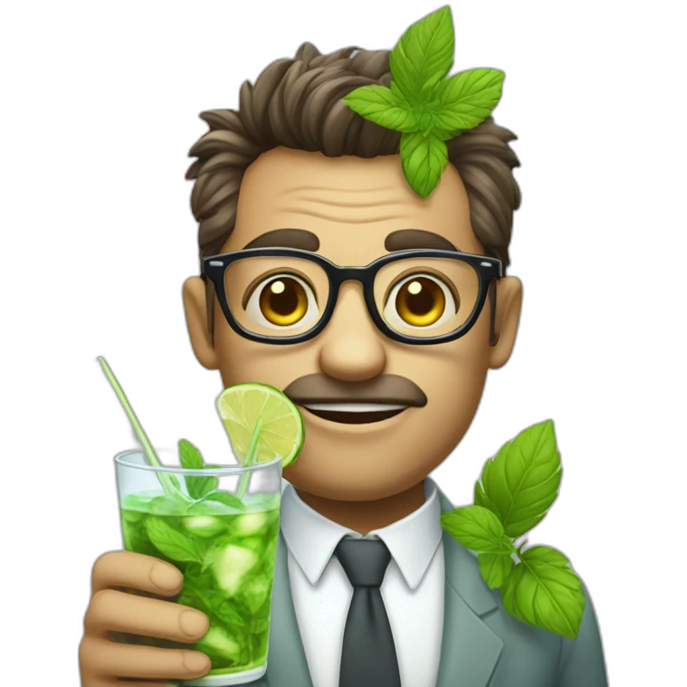 psyduch with glasses drinking mojito? emoji
