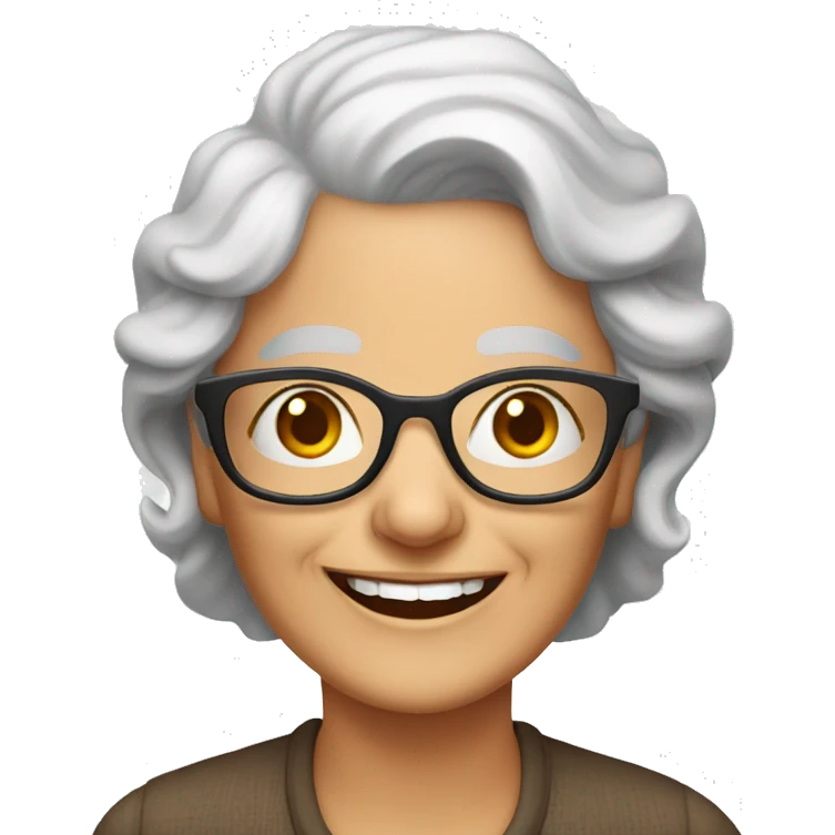 happy elderly woman in glasses emoji