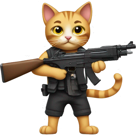 Cat with a gun cute emoji