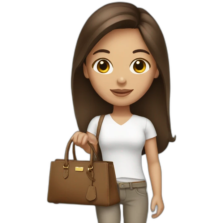girl with brunette hair holding a birkin bag emoji