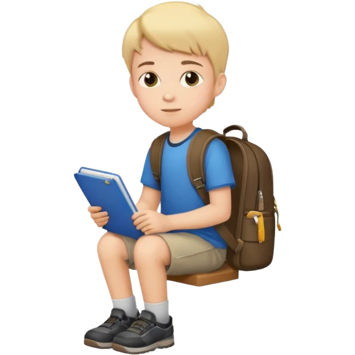 a boy sitting on school emoji