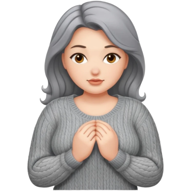 Design a woman’s grey sweater for a voluptuous woman. Only design the sweater. Remove the woman emoji
