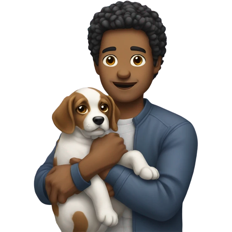 Man holding dog like sim a emoji