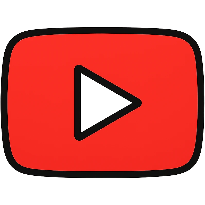 YouTube logo, modern, bold, red and white, simple icon style emoji