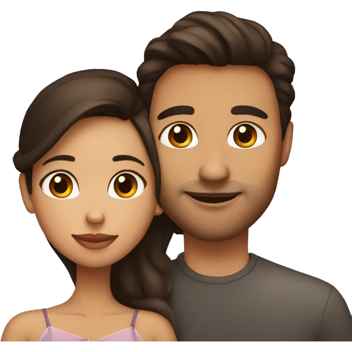 tan skin girl with dark brown hair kissing husband on cheek emoji