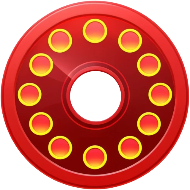 A minimalist CD disc with dot pattern, neon glowing effect, red color emoji