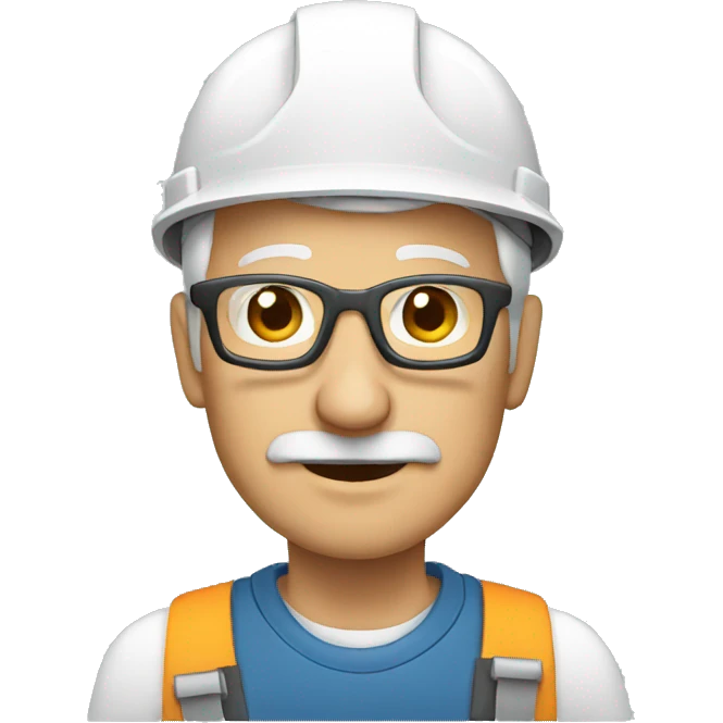 elderly man in engineering with helmet emoji