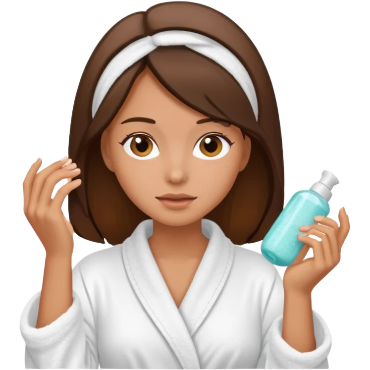brunette tan exfoliating face skincare bathrobe emoji