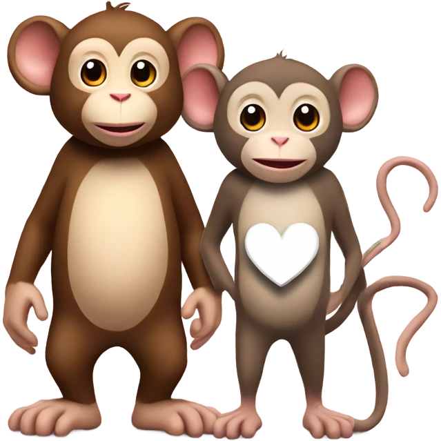 Mouse and monkey standing beside with a white heart above them emoji