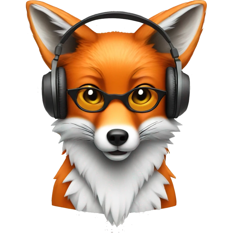 fox in headphones, enjoying music emoji
