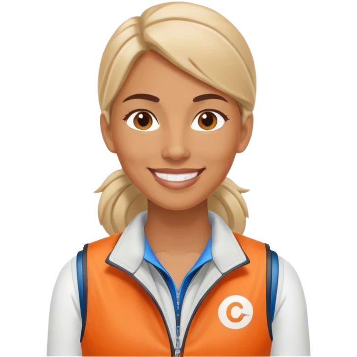 smiling female sport coach with coach vest emoji