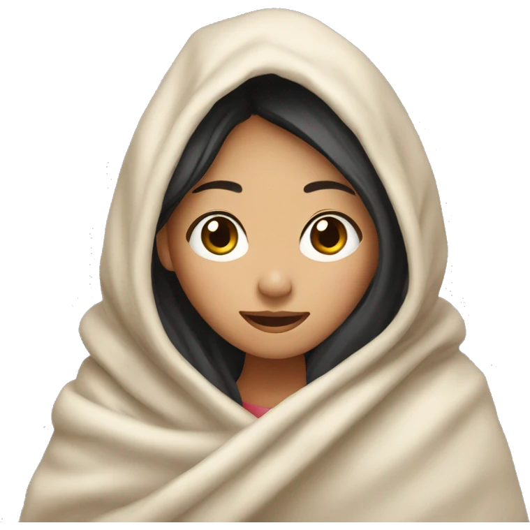 asian girl with blanket emoji