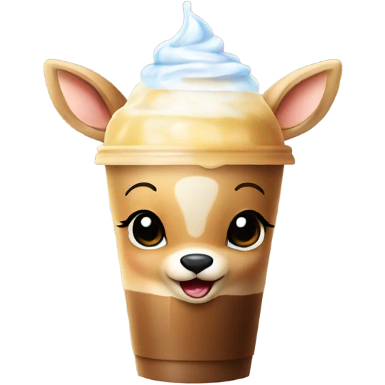 Baby deer drinking iced coffee emoji
