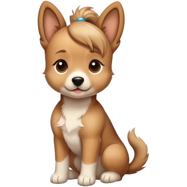 Puppy with high ponytail emoji