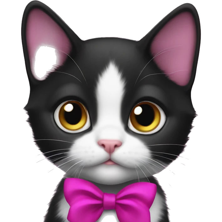 Tuxedo kitten with a magenta ribbon Hazel eyes emoji