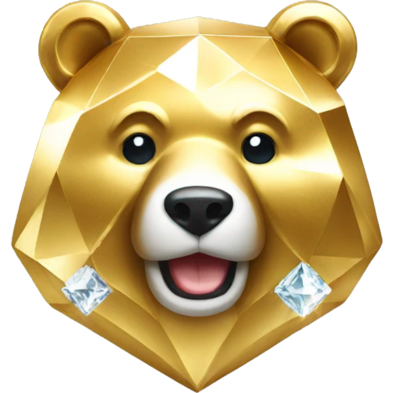 Diamond covered gold bear emoji