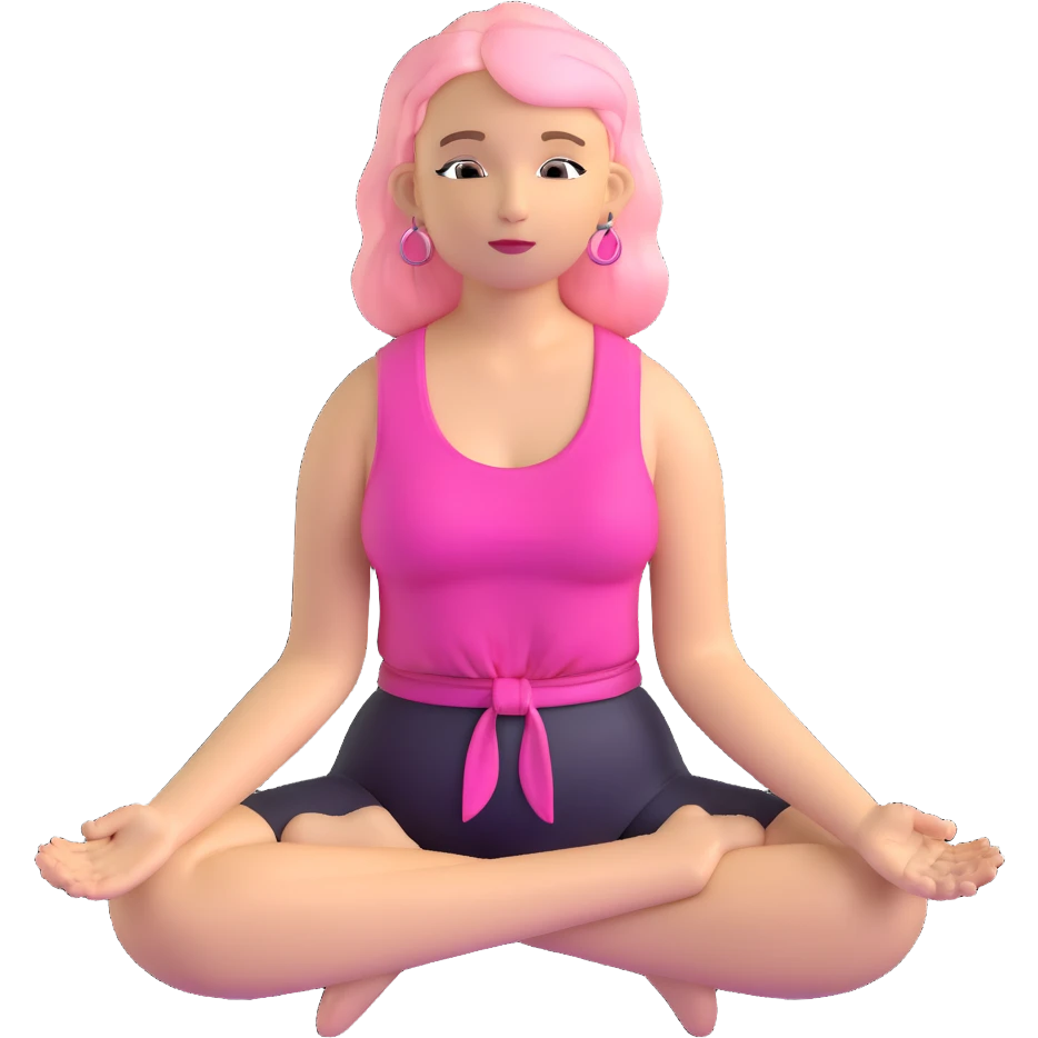 blonde angel woman with long hair meditating with pink hair clips emoji