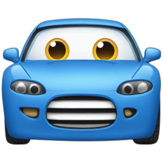 blue car with eyes emoji