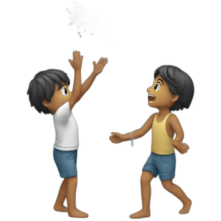 Kids throwing water at each other  emoji