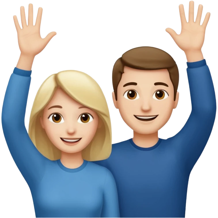 one man and one woman both raising hand emoji