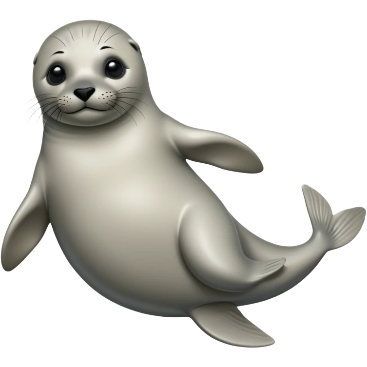cinematic-seal-realistic-full-body-lounging-emoji,-sleek-body-stretched,-short-smooth-fur-glinting-in-the-sea-breeze,-flippers-tucked-comfortably-beneath-its-body,-large-dark-eyes-filled-with-playful-curiosity emoji