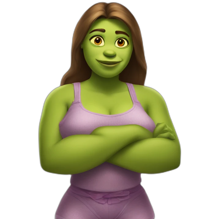Female shrek underwear model crossed arms emoji