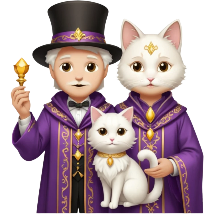 magician couple and their pet cat emoji