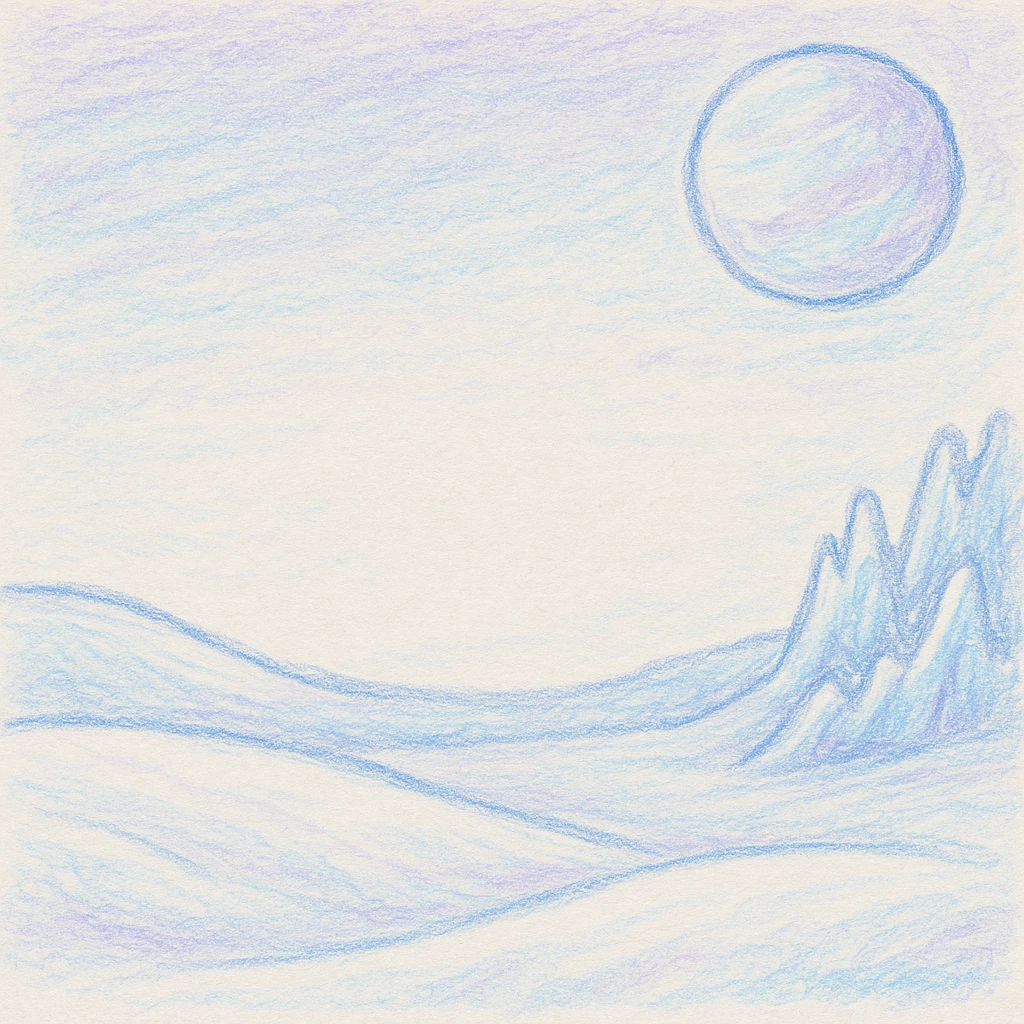 whimsical children's book background of an icy planet, smooth snowdrifts, shimmering ice, pastel colors, large open space for text, no characters, dreamy and friendly emoji