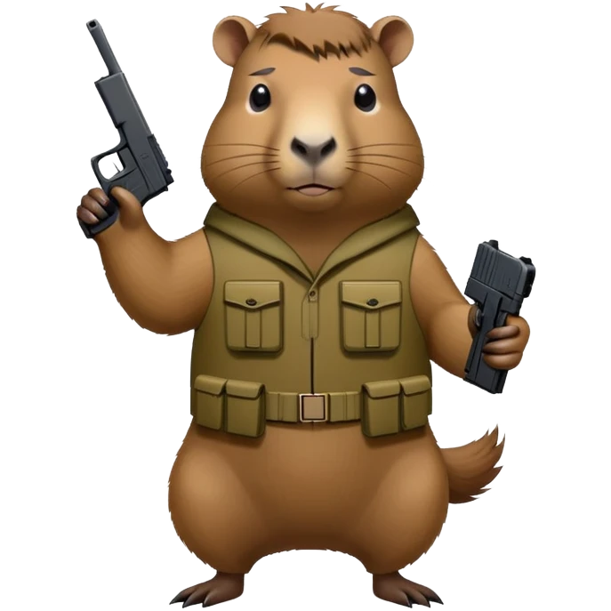 Capybara army with glock 17 emoji