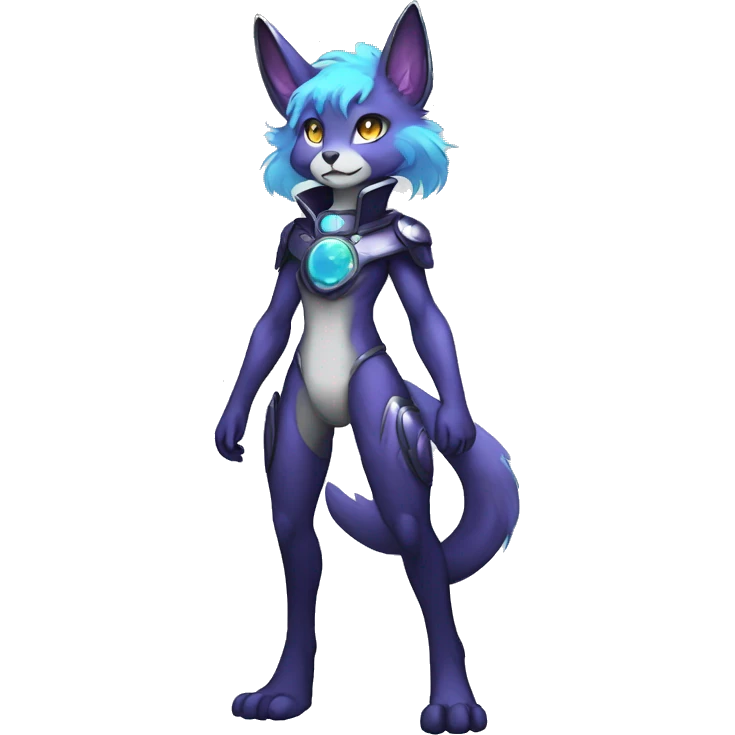 Shiny Anthro Sona Fakemon Nebula with a collar Full Body emoji